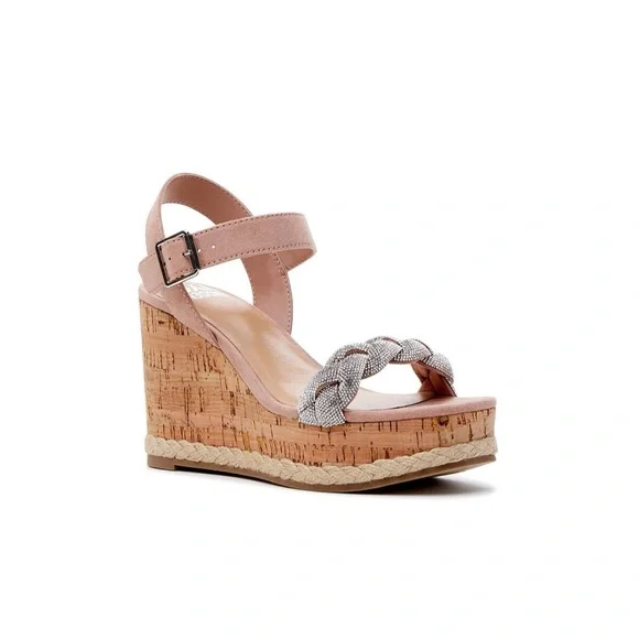 Madden NYC Blush Cream Wedge Sandals - Picture 2 of 6